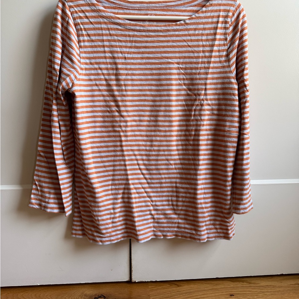 J. Crew Orange and White Striped Shirt
